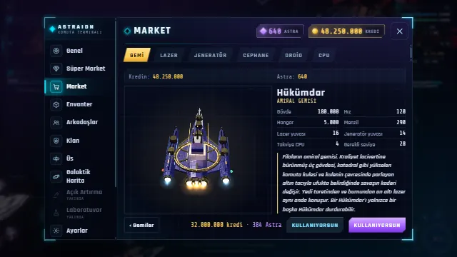 Market: Hükümdar amiral gemisi